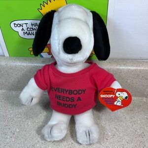 RARE NWT 1968 Applause Snoopy Everybody Needs A Buddy 12” Plush Plastic Plaque